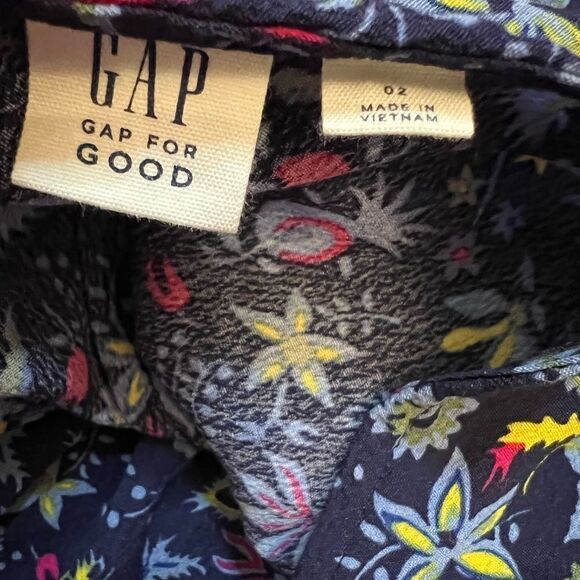 GAP Blue Floral Print Scoop Neck Long Sleeve Lightweight Flowy Mini Dress 2 - Picture 8 of 9